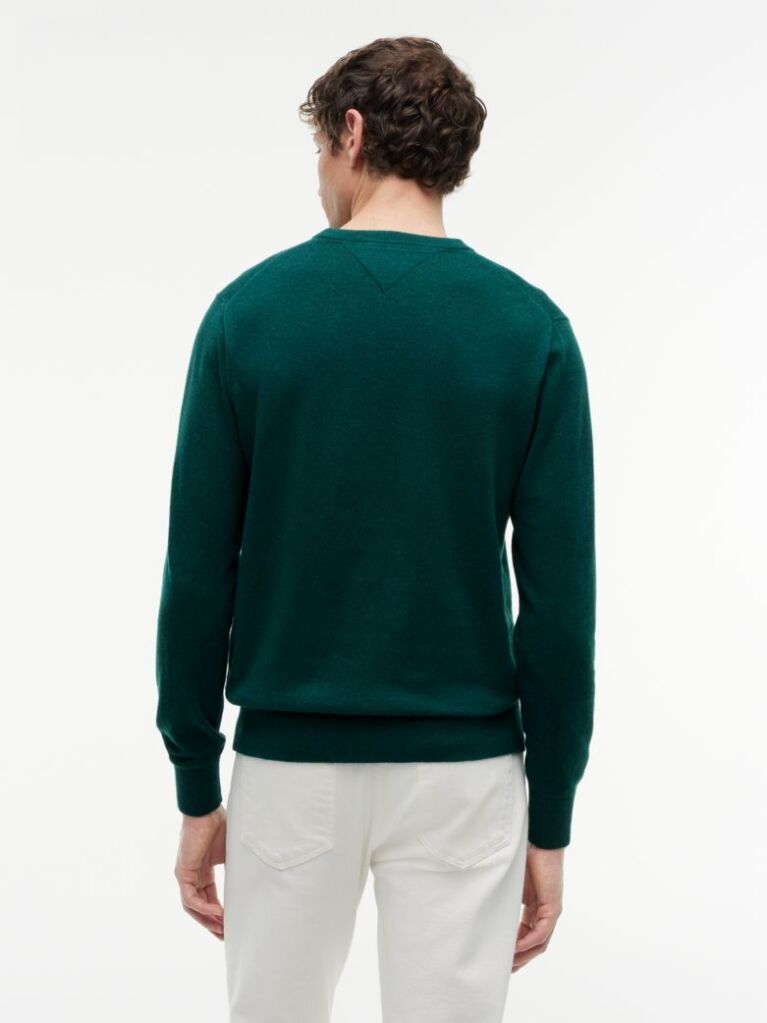 Green Cotton Cashmere Crew Neck Jumper  Men