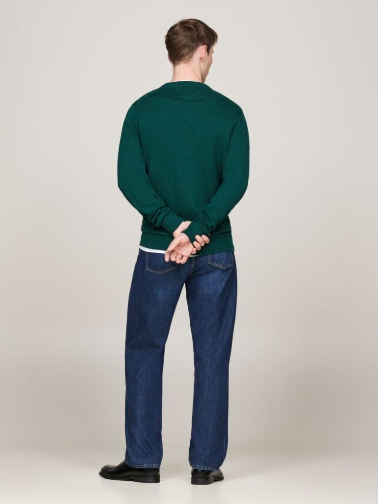 Green Cotton Cashmere Crew Neck Jumper  Men