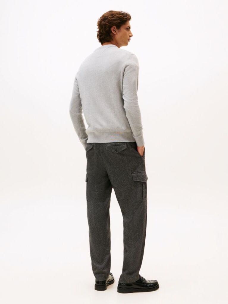 Grey Cotton Cashmere Crew Neck Jumper  Men