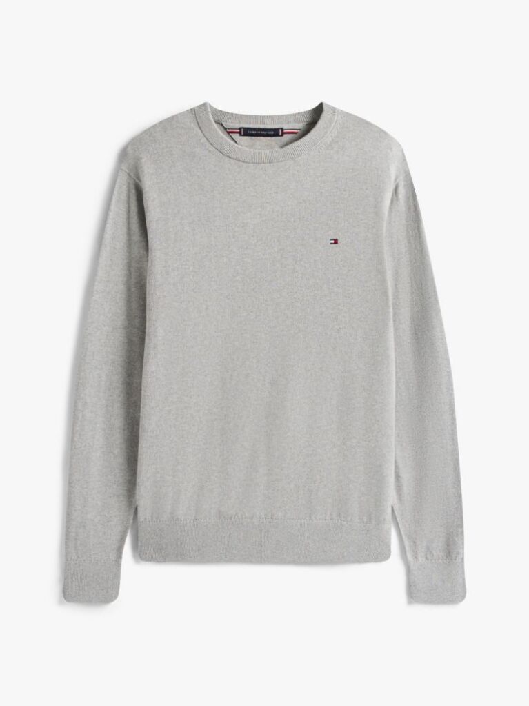 Grey Cotton Cashmere Crew Neck Jumper  Men