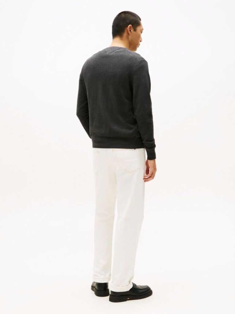 Grey Cotton Cashmere Crew Neck Jumper  Men
