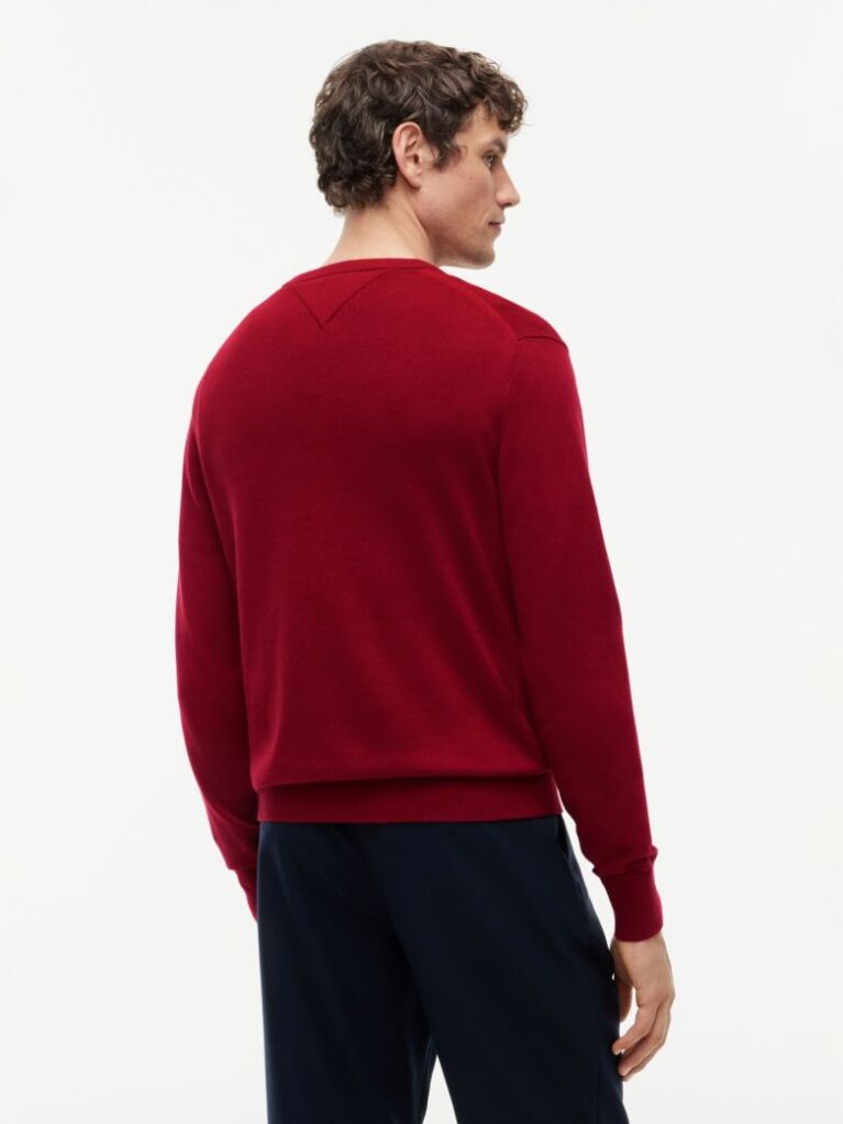 Rosu Jumper Din Bumbac Si Casmir Crew Neck  Barbati