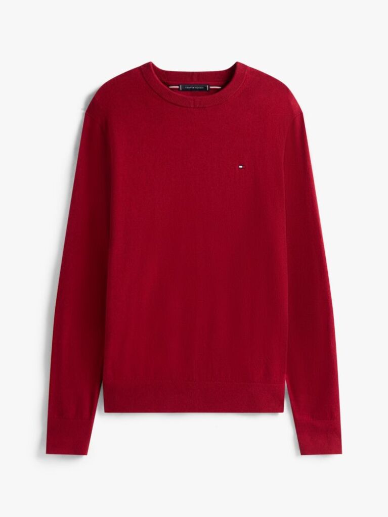 Rosu Jumper Din Bumbac Si Casmir Crew Neck  Barbati