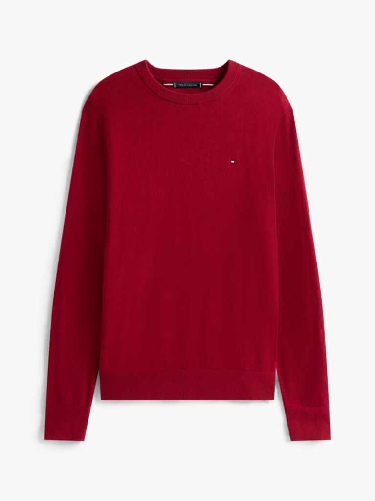 Rosu Jumper Din Bumbac Si Casmir Crew Neck  Barbati
