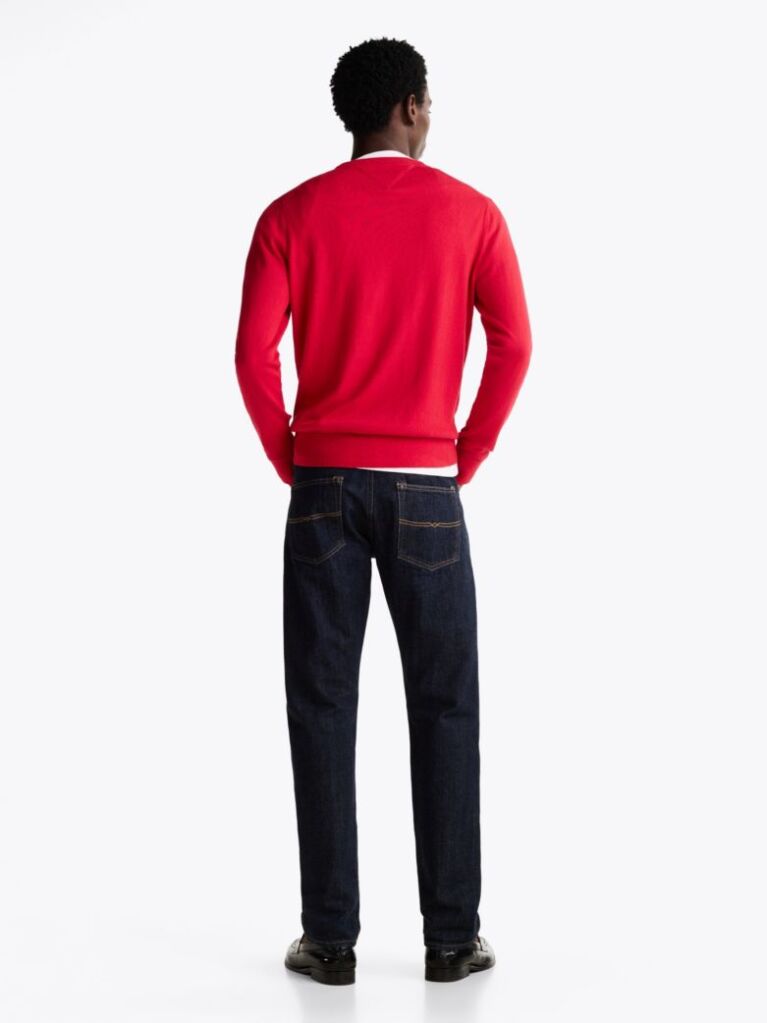 Rosu Jumper Din Bumbac Si Casmir Crew Neck  Barbati