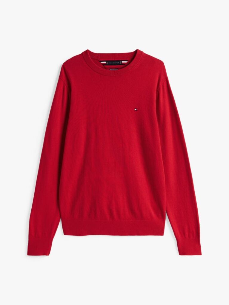 Rosu Jumper Din Bumbac Si Casmir Crew Neck  Barbati