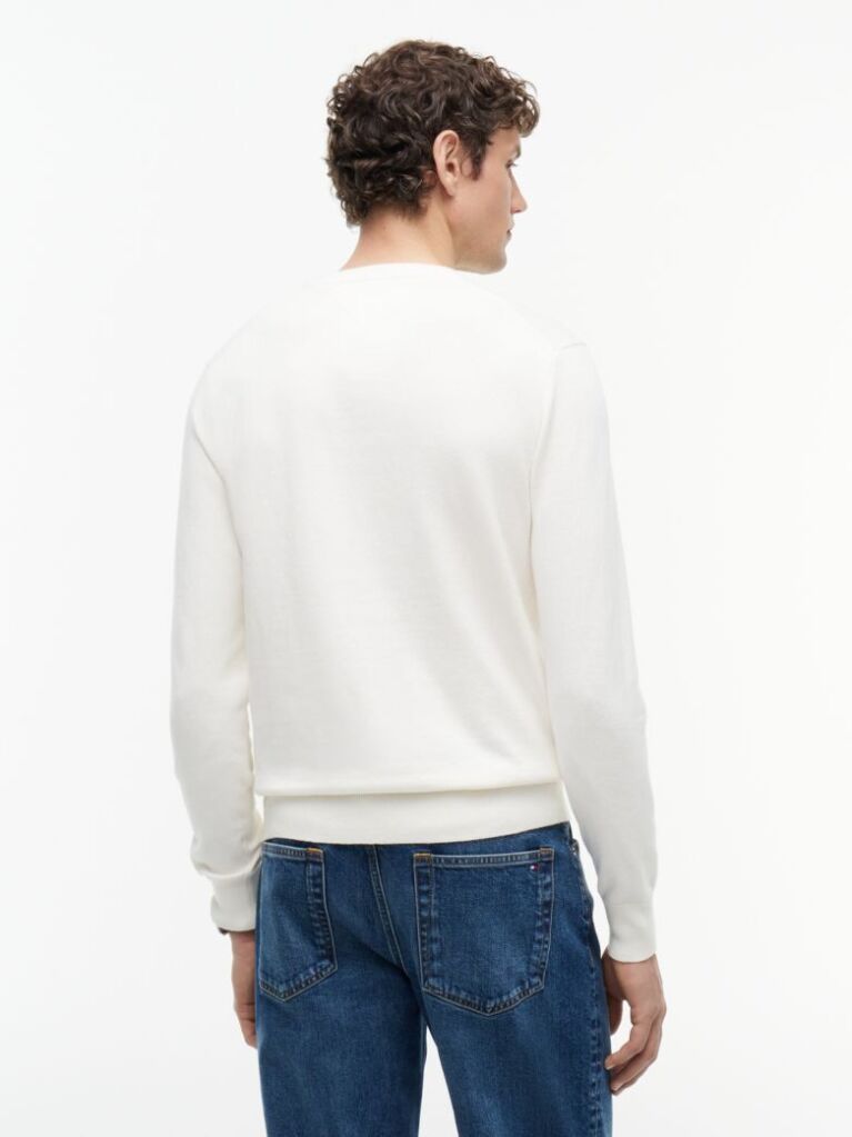 Beige Cotton Cashmere Crew Neck Jumper  Men