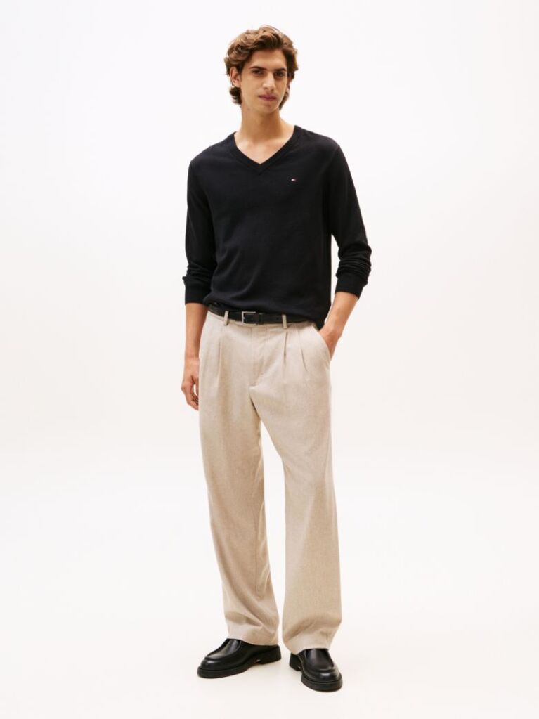 Black V-Neck Regular Fit Jumper  Men