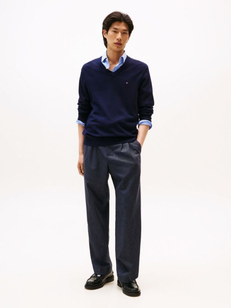 Blue V-Neck Regular Fit Jumper  Men