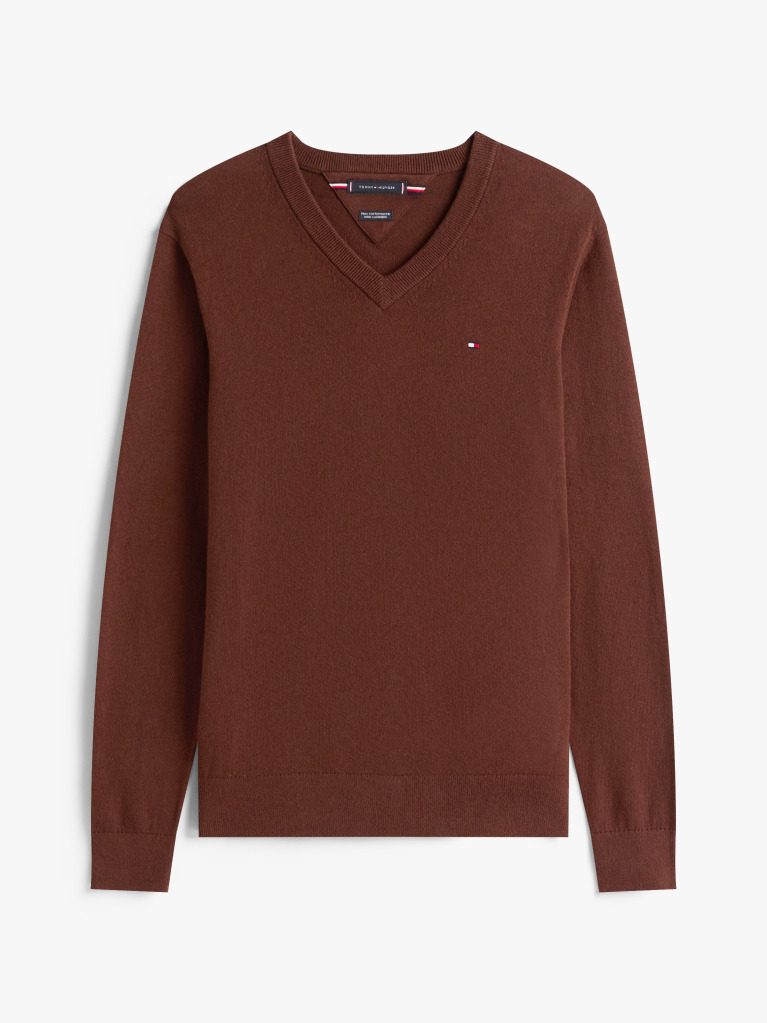 Brown V-Neck Regular Fit Jumper  Men