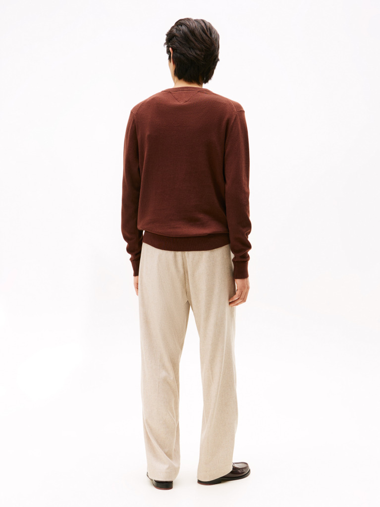 Brown V-Neck Regular Fit Jumper  Men