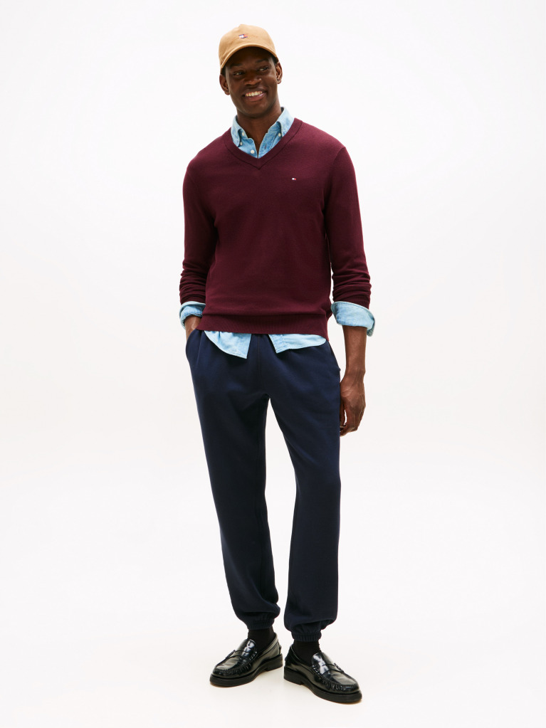 Red V-Neck Regular Fit Jumper  Men