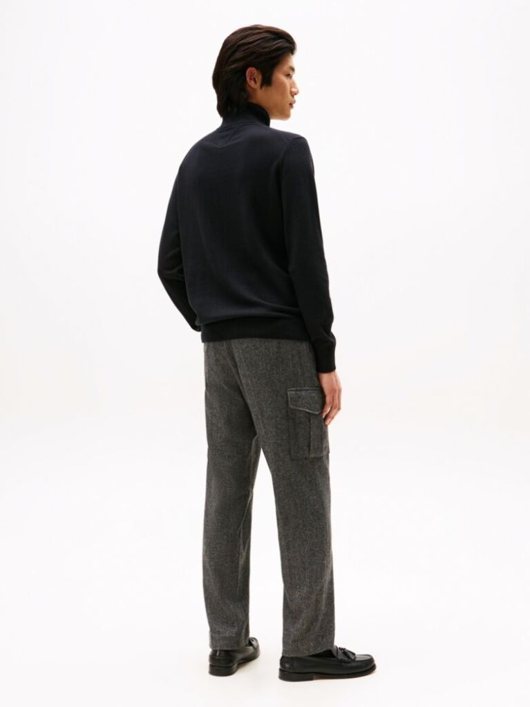 Black Cotton Cashmere Roll Neck Jumper  Men