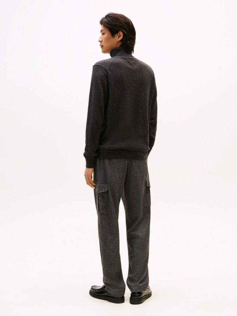Gri Jumper Din Bumbac Si Casmir Roll Neck  Barbati