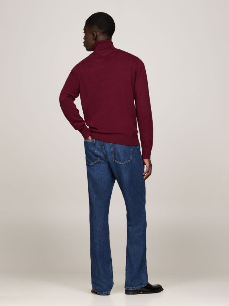 Rosu Jumper Din Bumbac Si Casmir Roll Neck  Barbati
