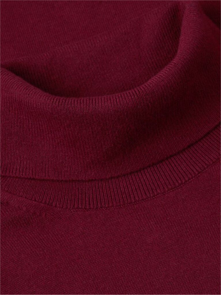Rosu Jumper Din Bumbac Si Casmir Roll Neck  Barbati