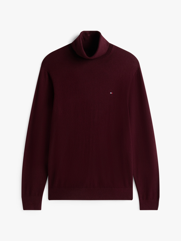 Red Cotton Cashmere Roll Neck Jumper  Men