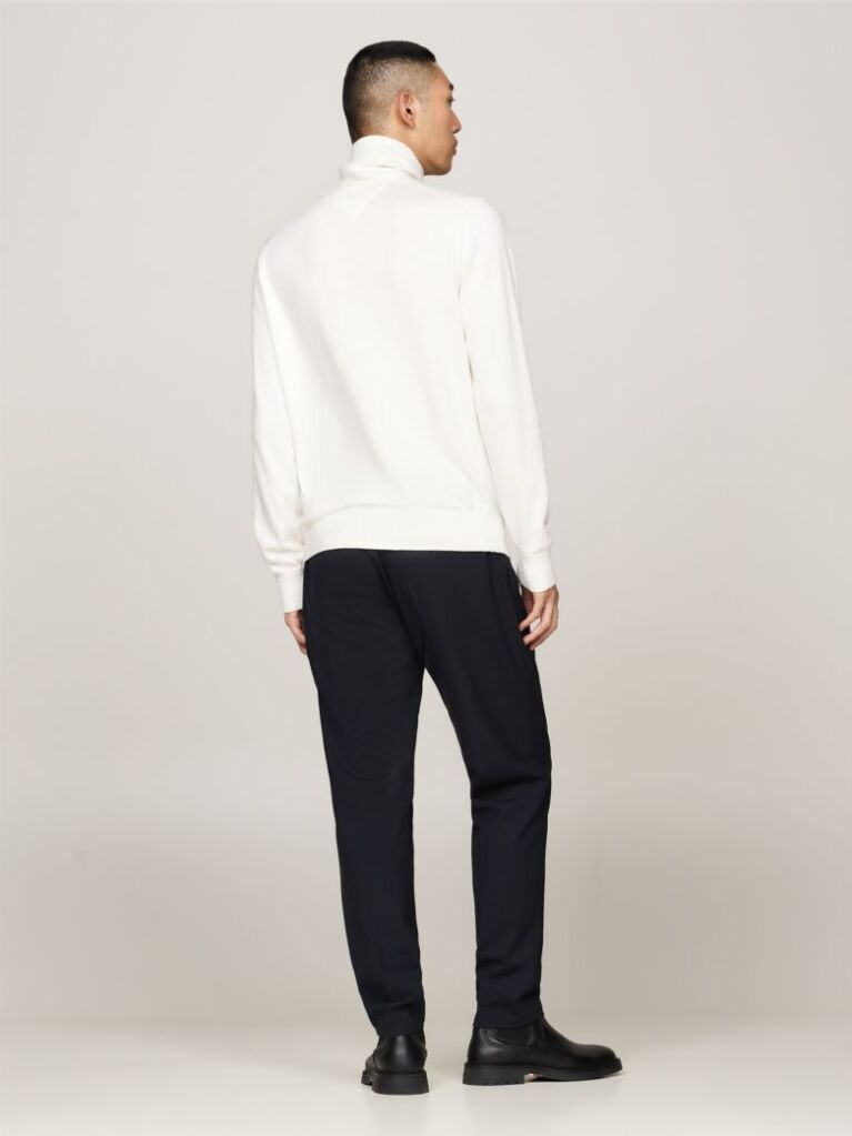 White Cotton Cashmere Roll Neck Jumper  Men