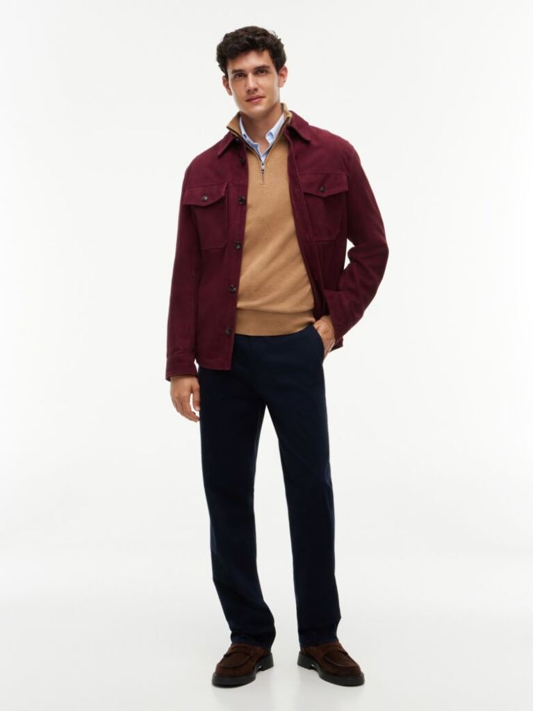 Brown Zip-Neck Jumper  Men