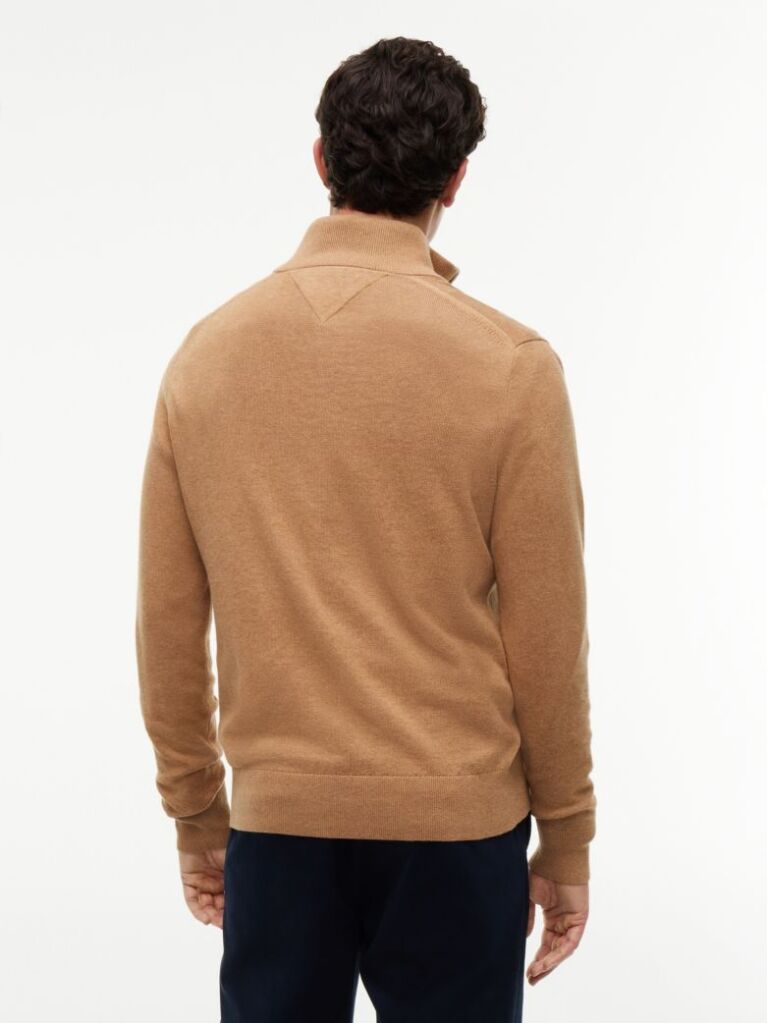 Brown Zip-Neck Jumper  Men