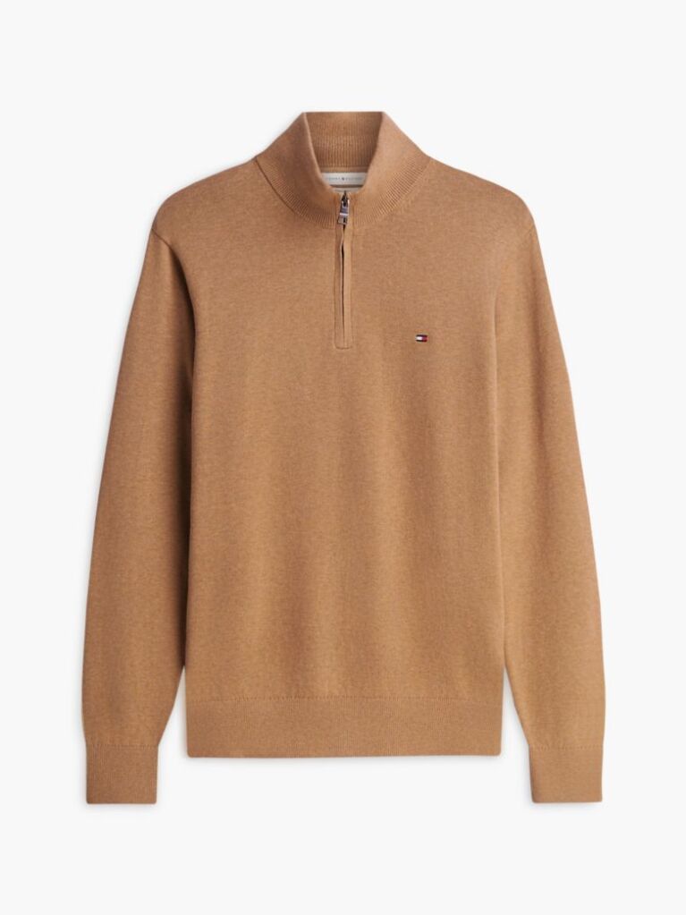 Brown Zip-Neck Jumper  Men