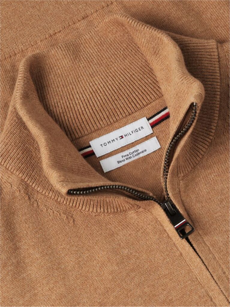 Brown Zip-Neck Jumper  Men
