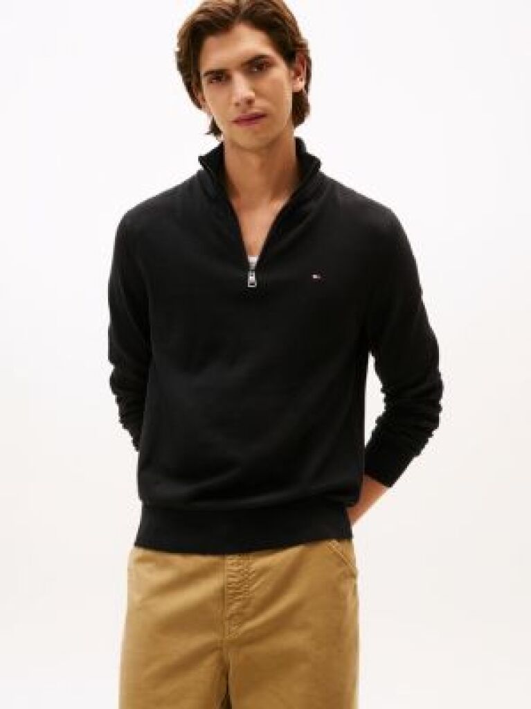 Negru Jumper Zip-Neck  Barbati