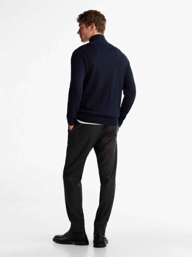Blue Zip-Neck Jumper  Men