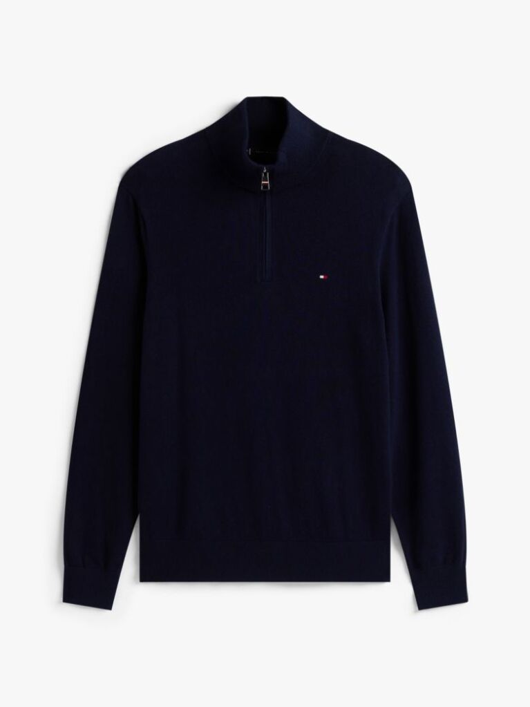 Blue Zip-Neck Jumper  Men