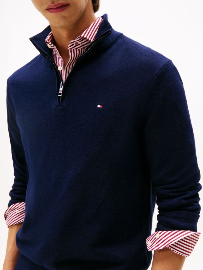 Blue Zip-Neck Jumper  Men