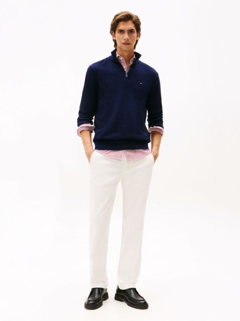 Blue Zip-Neck Jumper  Men