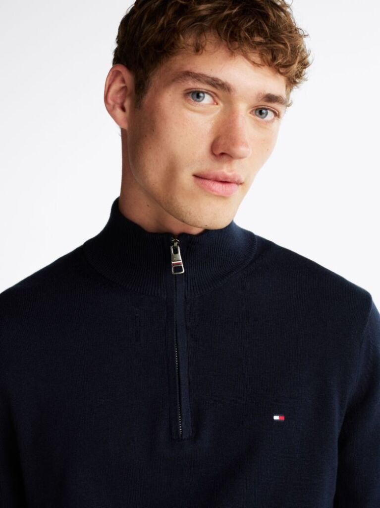 Blue Zip-Neck Jumper  Men