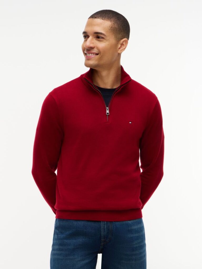 Rosu Jumper Zip-Neck  Barbati