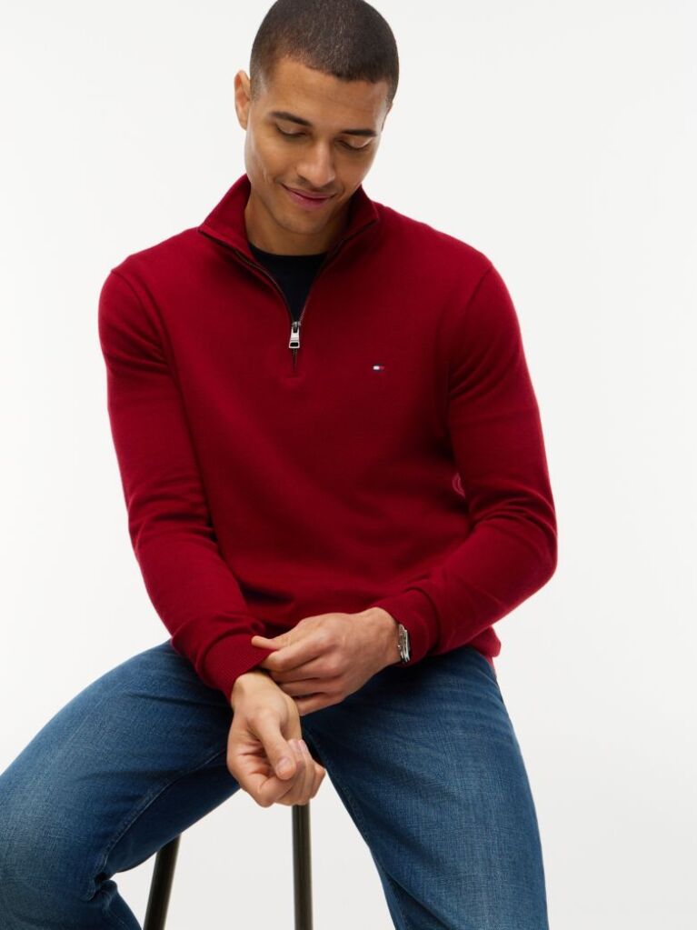 Rosu Jumper Zip-Neck  Barbati