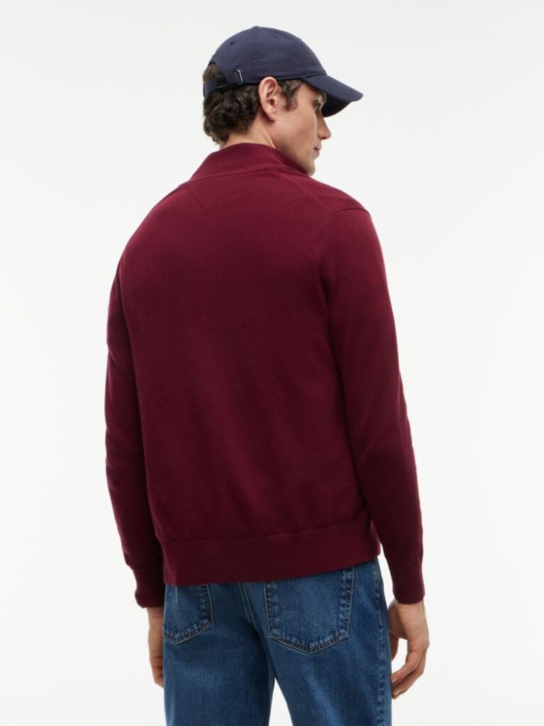 Rosu Cardigan Din Bumbac Si Casmir Zip-Thru  Barbati