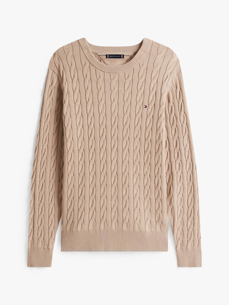 Bej Jumper Cu Guler Rotund Din Tricot  Barbati