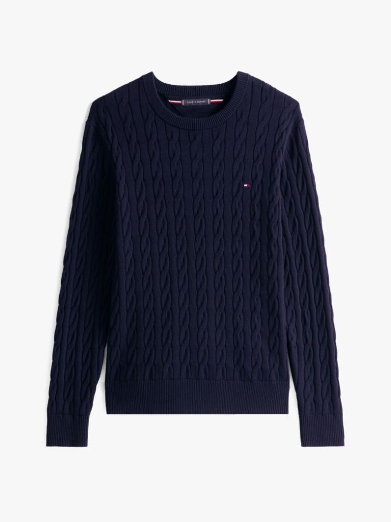 Blue Jumper Cu Guler Rotund Din Tricot  Barbati