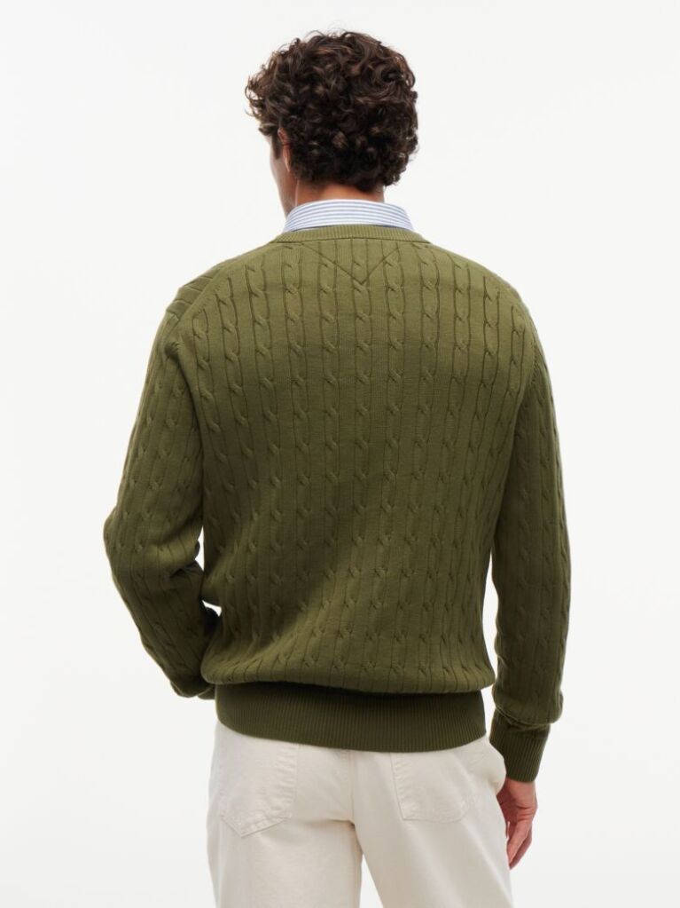 Verde Jumper Cu Guler Rotund Din Tricot  Barbati