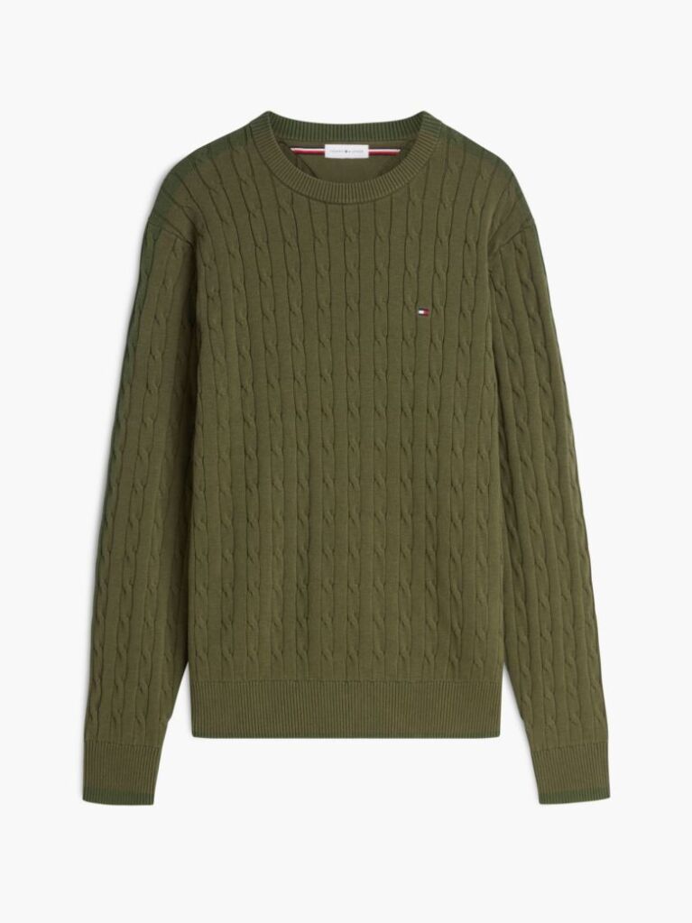 Verde Jumper Cu Guler Rotund Din Tricot  Barbati