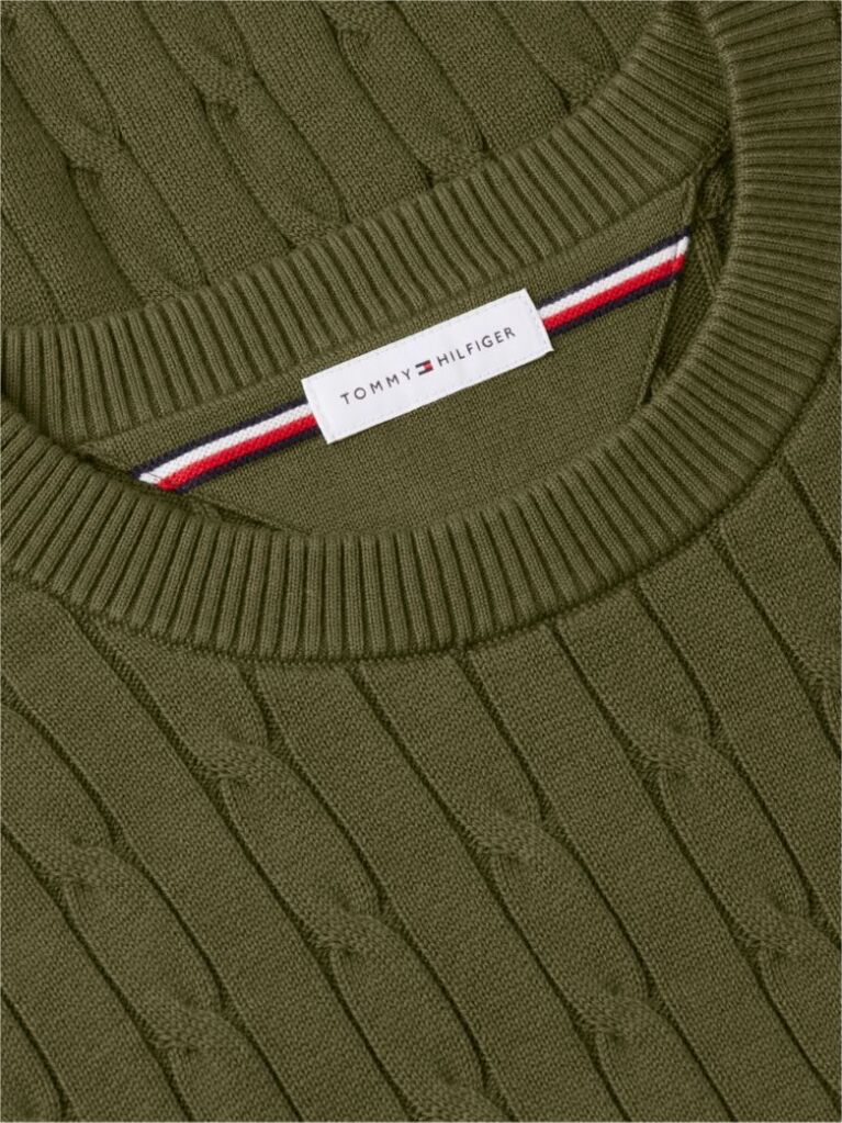 Verde Jumper Cu Guler Rotund Din Tricot  Barbati