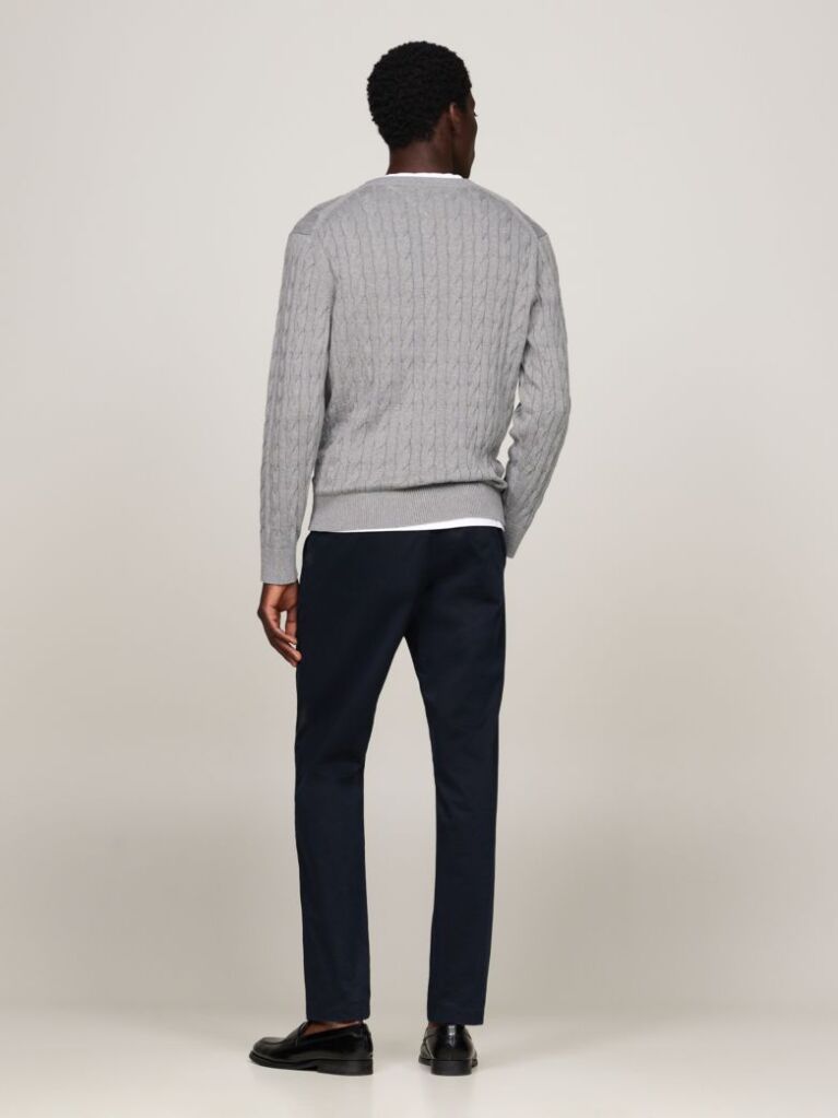 Gri Jumper Cu Guler Rotund Din Tricot  Barbati