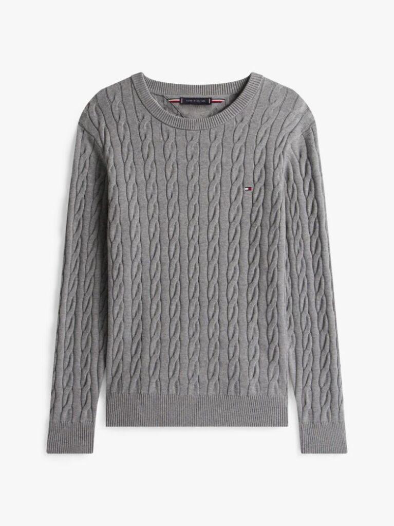 Gri Jumper Cu Guler Rotund Din Tricot  Barbati