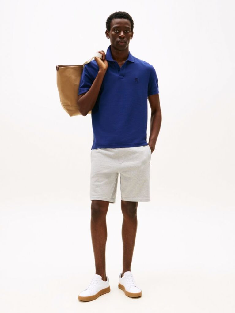 Blue Tricou Polo Cu Monograma Th  Barbati