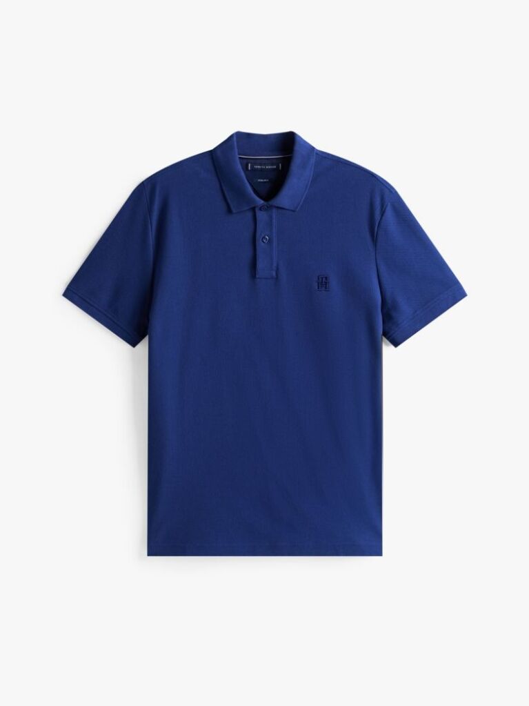 Blue Tricou Polo Cu Monograma Th  Barbati