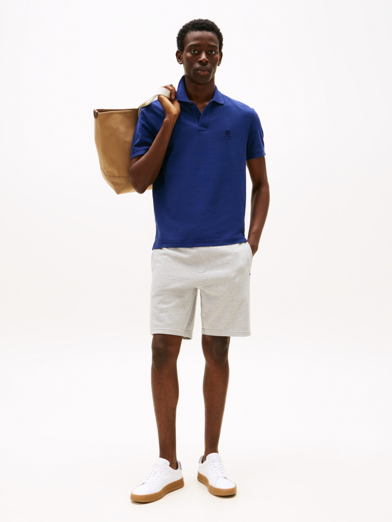 Blue Tricou Polo Cu Monograma Th  Barbati