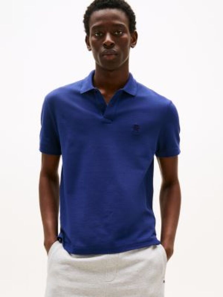 Blue Tricou Polo Cu Monograma Th  Barbati