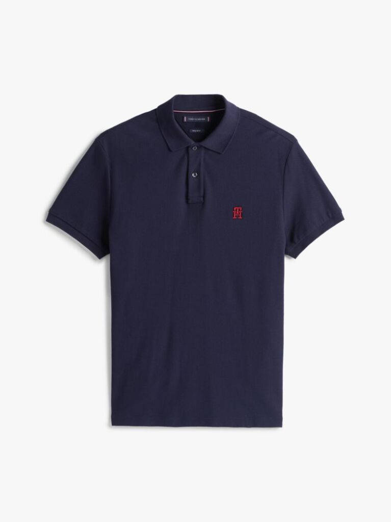 Blue Tricou Polo Cu Monograma Th  Barbati