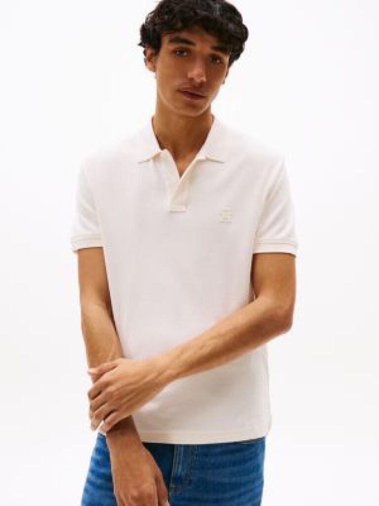 Bej Tricou Polo Cu Monograma Th  Barbati