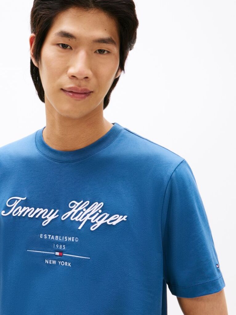 Blue Tricou Cu Logo Script  Barbati