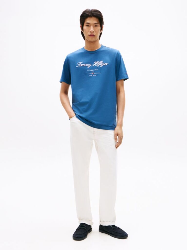 Blue Tricou Cu Logo Script  Barbati